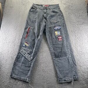 VTG Ozoc Jeans Mens 32x33 Gray Cotton Denim Straight Embroidery Workwear Outdoor